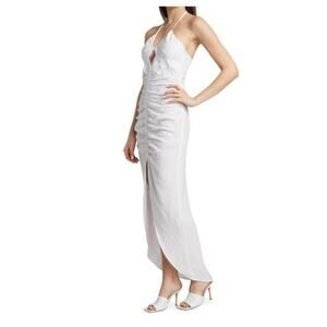NWT Rumer Estelle Sleeveless Strappy Halter Maxi Dress Front Cutout L White